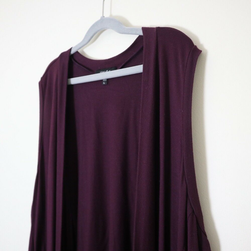 Comfy USA Size L Austin Vest Draped Front Pockets Sleeveless Purple Jersey - Picture 6 of 12